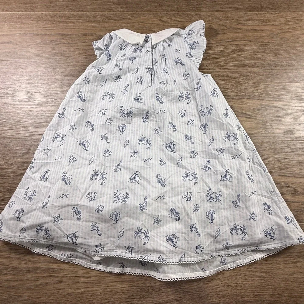 Tommy Bahama Girls Nautical Smocked Dress Blue White Stripe Size 5 Preppy